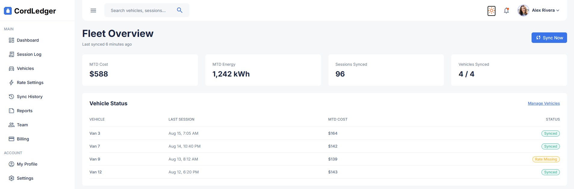 CordLedger dashboard